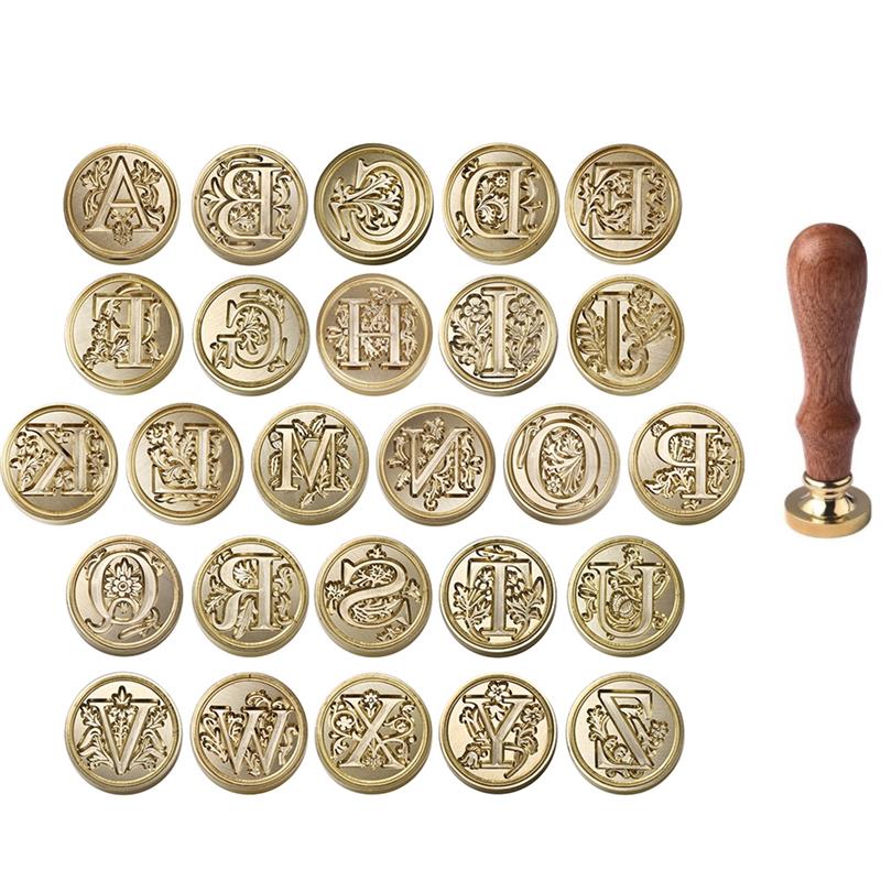 Wax Seal Stamp Set - Винтажный сургучный штамп A-Z, головка 26,